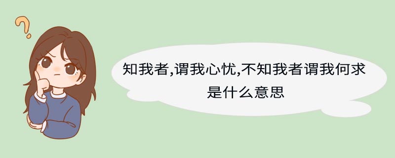 知我者,谓我心忧,不知我者谓我何求是什么意思