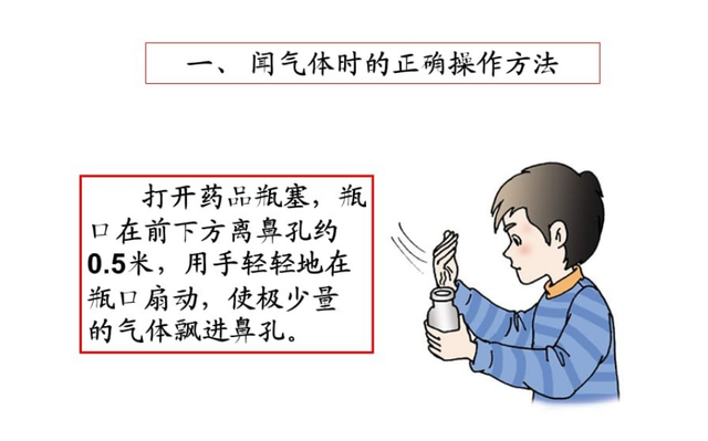 闻气体气味的正确方法