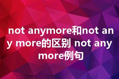 not anymore和not any more的区别 not any more例句